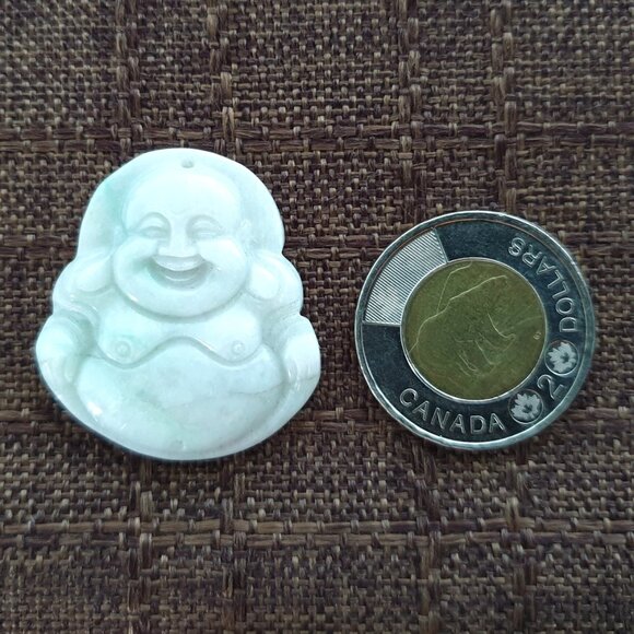 75.5 carats Vintage Hand-Carved Natural White Jade Happy Buddha Pendant - Picture 6 of 11